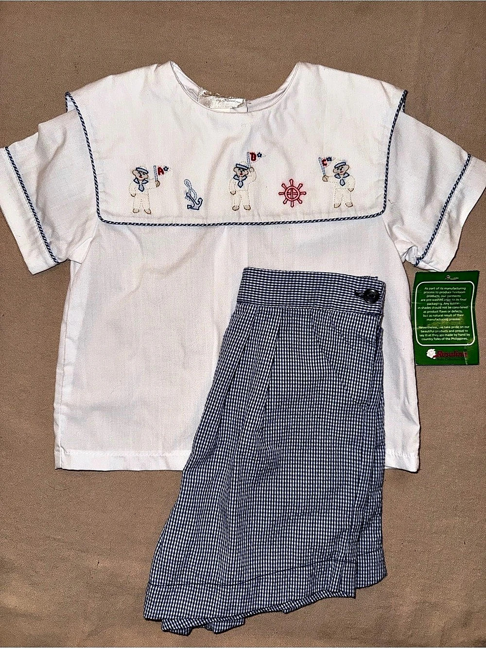 St. John Gingham Matching Sailor Set 24M NWT
